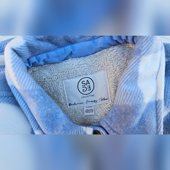 SAGE Women's Plaid Plush Fleece Shirt Jacket Size XL - Picture 2 of 7